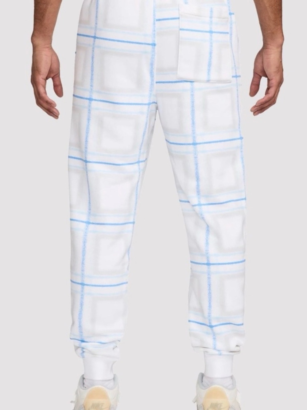 Air Jordan Sweatpants Joggers Men's M Holiday Plaid FV7462-100 White Blue - Picture 2 of 13